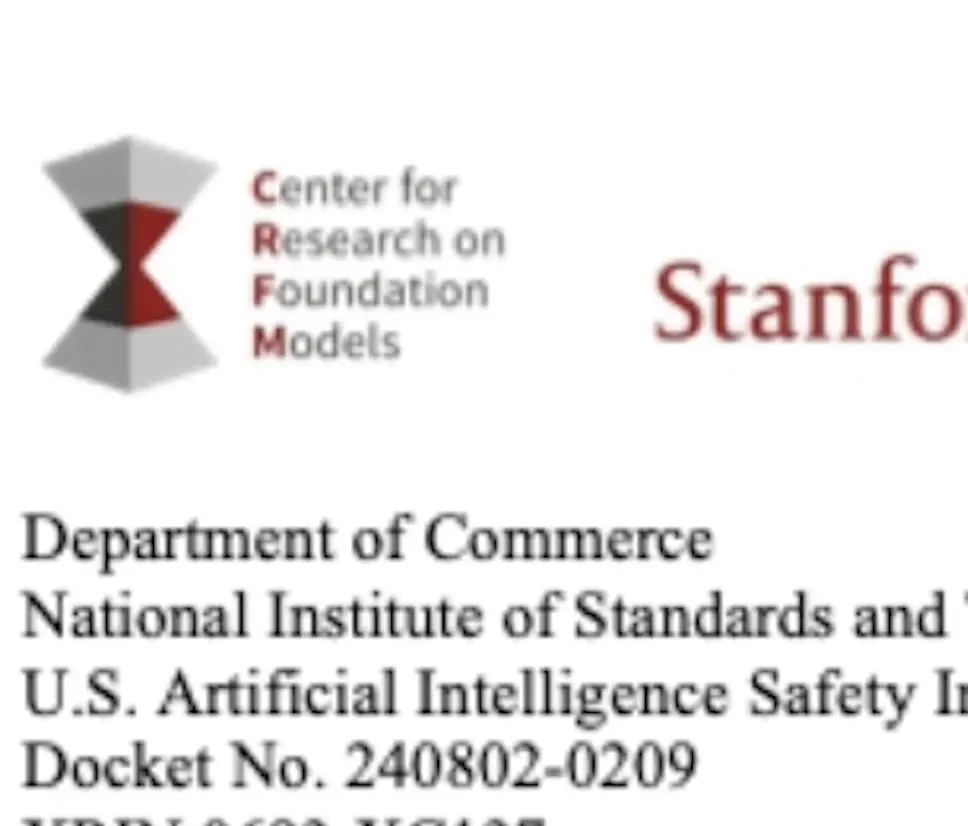 Small paper thumbnail: Stanford Response to the US AI Safety Institute Request for Comment on Misuse of Dual-Use Foundation Models